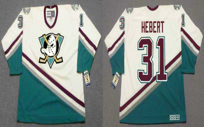 2019 Men Anaheim Ducks #31 Hebert white CCM NHL jerseys
